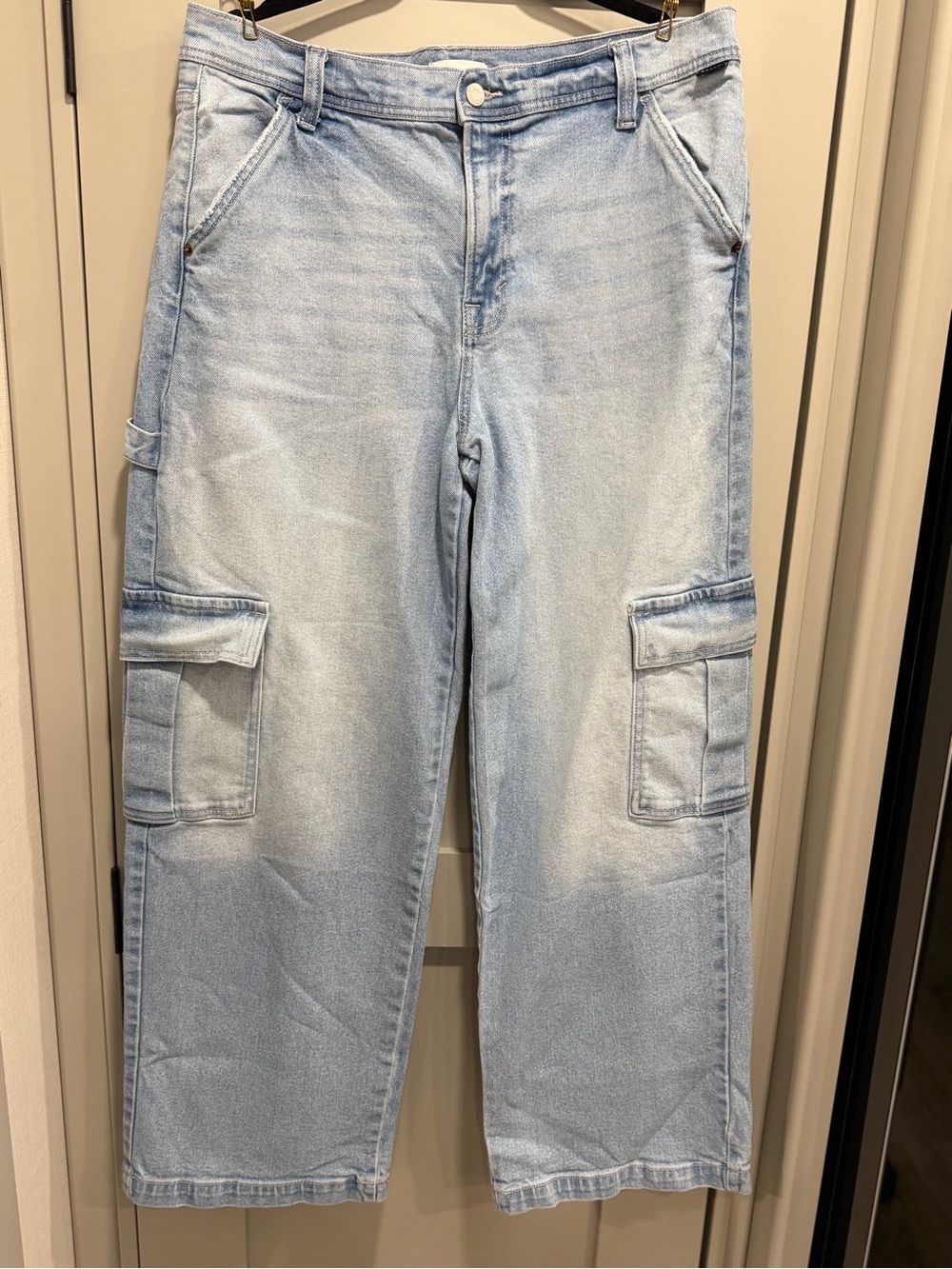 Cello Light Blue Relaxed Cargo Jeans for Men